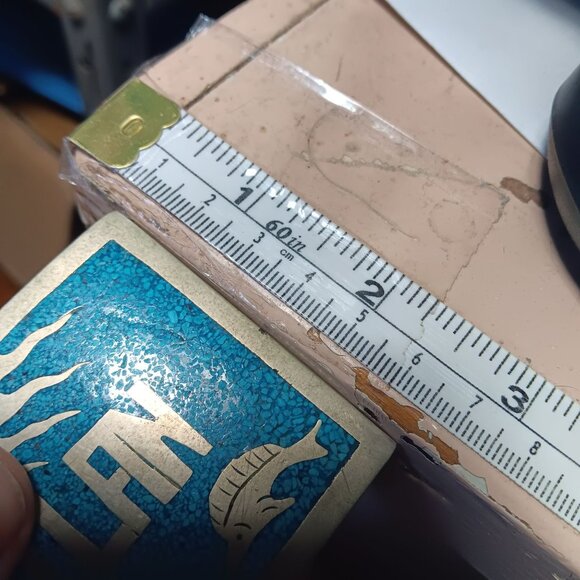 Vintage 70's Mexico Mazatlan Blue Inlay Belt Buckle With Marlin Fish Design - Picture 5 of 5